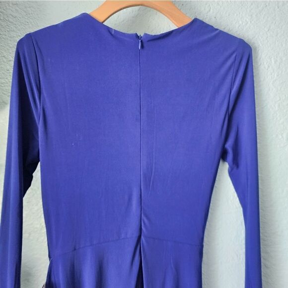 ASTR THE LABEL rushed sides twist drape  front blue persian jewel dress - Picture 4 of 13